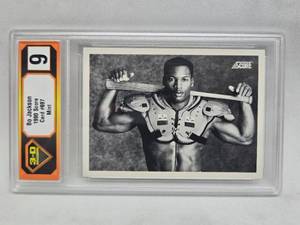 lot 271 image: 3-D Grading 9 Mint 1990 Score Bo Jackson B&W #697 Iconic Card