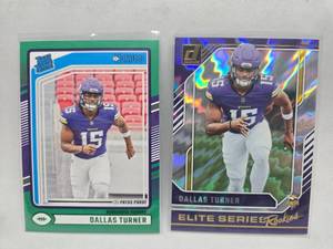 lot 222 image: (2) Donruss Dallas Turner Rookie Cards - Green Press Proof & Elite Series