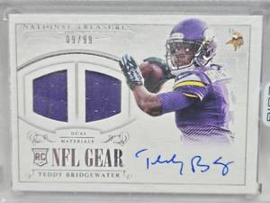 lot 232 image: 2014 National Treasures NFL Gear RPA Teddy Bridgewater Rookie Serial #999
