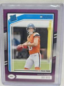 lot 237 image: 2024 Donruss Purple Press Proof Bo Nix Rookie #369