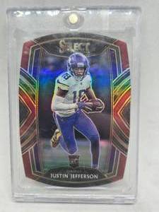 lot 239 image: 2020 Select Club Level Red Die Cut Justin Jefferson Rookie #261