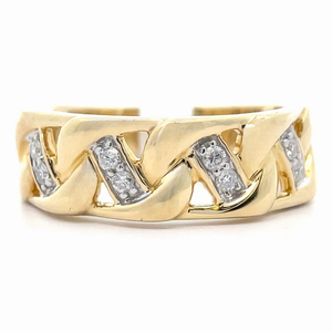 0.20 Carat Pav�Diamond Chunky Curb Link Ring in Yellow Gold