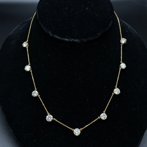 9 Carat Diamond Dangle Station Necklace in 14k Yellow Gold $15,299 Retail