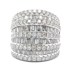 NEW Luxurious Multi-Row 4.65 Carat NATURAL Diamond Ring in 18k White Gold $13,750 Retail VIDEO