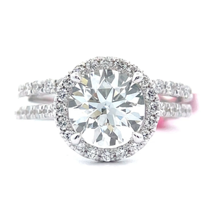 NEW 2.43 Carat Diamond Halo Two-Piece Bridal Ring Set in 14k White Gold Retail $4,995 w EGL Report VIDEO