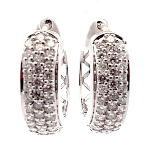 NEW 1 Carat Pav�Diamond Chunky Hoop Earrings in 14k White Gold