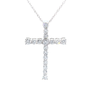NEW 1.05 Carat Diamond Cross Pendant Necklace in 14k White Gold