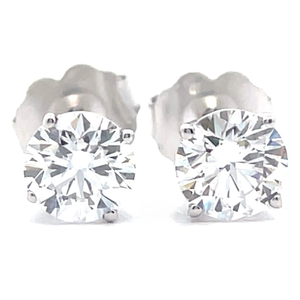 NEW 1 Carat Diamond Round Solitaire Stud Earrings in 14k White Gold w EGL Report