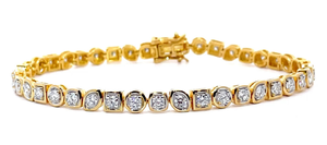 NEW Modern 2.50 Carat Diamond Geometric Bezel Link Tennis Bracelet