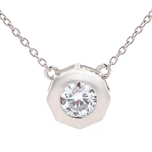 Contemporary 1 Carat Diamond Geometric Bezel Necklace