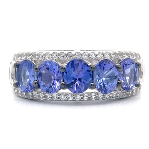NEW Oval Tanzanite & �Pav�Diamond Triple Row Ring VIDEO