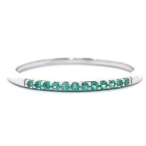 NEW Pav�Emerald Quarter Eternity Super-Slim Stacking Band in 14k White Gold