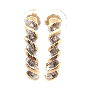 0.30 Carat Fancy Brown Diamond Ribbon Channel Bar J-Hoop Earrings in Yellow Gold