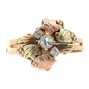 0.25 Carat Diamond Three-Stone Black Hills Gold Ring in Tri-Color Gold VIDEO