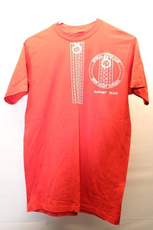 lot P-434 image: Red Graphic T-Shirt - Official Zipper Club Open Heart Surgery Support Team