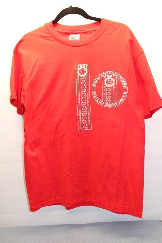 lot P-450 image: Official Zipper Club Member T-Shirt - Open Heart Surgery Survivor - Size Large