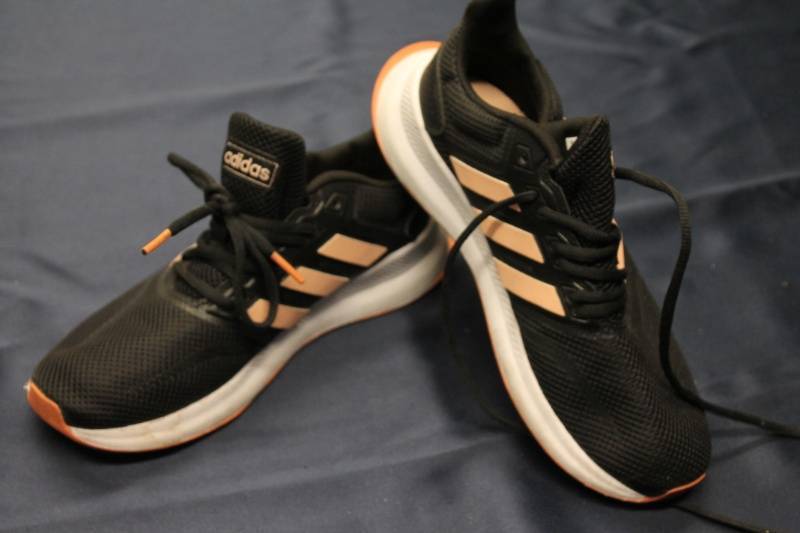 lot N-72 image: Adidas Black Running Shoes with Orange Accents - Mens 9.5