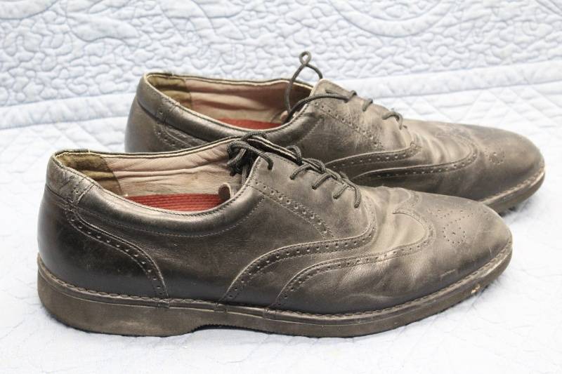 lot N-95 image: Mens Vintage Black Leather Dress Shoes by Dr. Scholls Size 10.5
