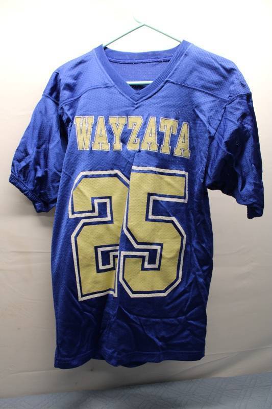 lot 134 image: Wayzata High School Football Jersey - Blue and Gold, Size Unknown