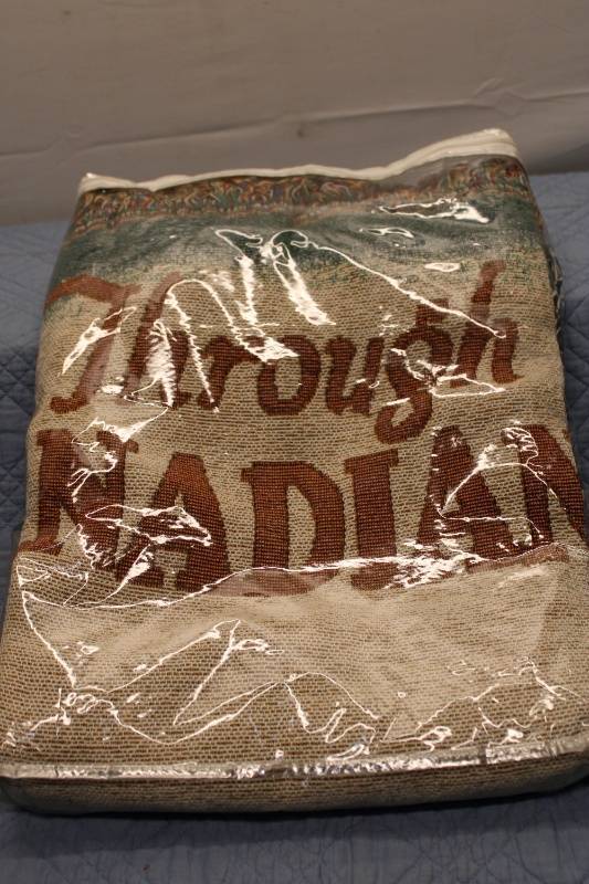 lot 26 image: Through the Canadian Rockies Vintage Tapestry Throw Blanket with Scenic Design