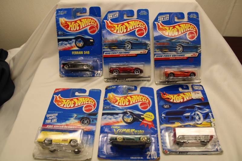 lot 646 image: Lot of 6 Hot Wheels Cars - 1999 First Editions & Fire Dept Model