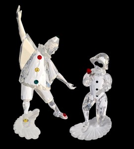 lot 304 image: Swarovski Crystal 1999 SCS Limited Edition Masquerade Pierrot Clown and 2001 Court Jester Rose Clown