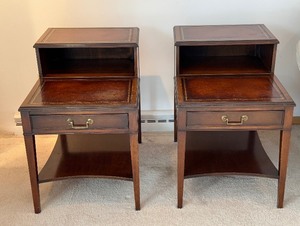 lot 201H image: Pair of Vintage Wooden Step Side  Accent Tables