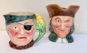 lot 202 image: Vintage Royal Doulton Vicar of Bray Toby Mug RN 807475 and Vintage Hand Painted English Ware Mug