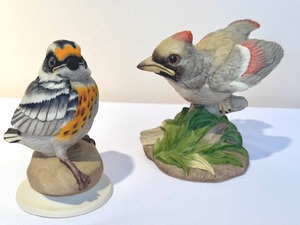 lot 175A image: Boehm Baby Cardinal Porcelain Figurine & Boehm Fledging Block Burnian Warbler Porcelain Figurine