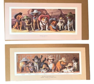lot 206 image: Unframed Print Bryan Moon The Magnificent Seven & Bryan Moon Unframed Print The James Younger Gang Last Raid
