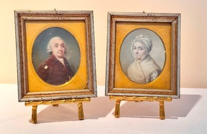 lot 45 image: Pair of Antique Hand Painted Portraits