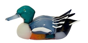 lot 15A image: Vintage Pino Signoretto Mallard Duck  Pino Signoretto Handblown Glass Mallard Duck
