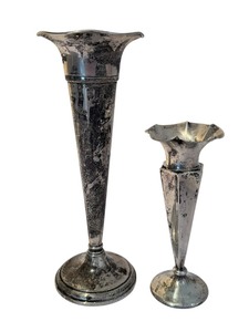 lot 52 image: Two Vintage Sterling Silver Flower Vases