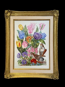 lot 12 image: Boehm LE Song Sparrows Porcelain Plaque