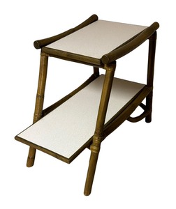 lot 190 image: Vintage Rattan Vogue Two Tiered Side Table  Accent Table