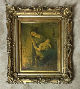 lot 331K image: Vintage Print of the 1889 Engraving by Virginie Demont-Breton Titled Her Man is on the Sea.