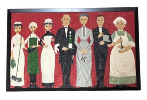lot 274 image: Vintage Framed Fabric Upstairs Downstairs Decor by Ulster