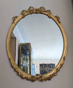 lot 92 image: Ornate Vintage Gold Ribbon Wall Mirror