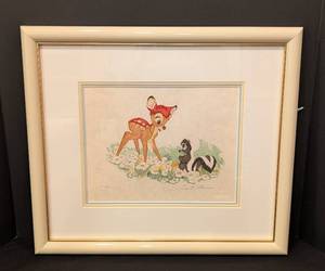 lot 36 image: Limited Edition Frank Thomas Bambi an Unusual Flower Lithograph