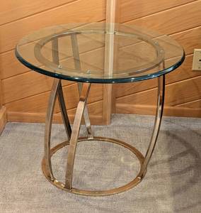lot 37A image: Mid Century Glass and Brass Side Table
