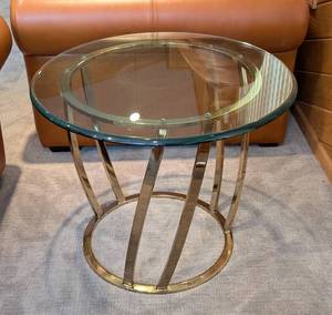 lot 37B image: Mid Century Glass and Brass Side Table