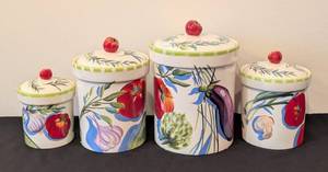 lot 318H image: Barbara Maslen Ceramic Veggie Canister Set