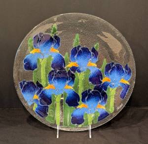 lot 320 image: Peggy Karr Fused Glass Iris Plate