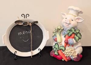 lot 319H image: Large Ceramic Pig and Chalkboard Dish