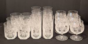 lot 129 image: Vintage Mid Century Bohemian Cut Crystal Tumblers and Snifters