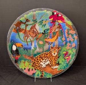 lot 134 image: Peggy Karr Fused Glass Jungle Theme Plate