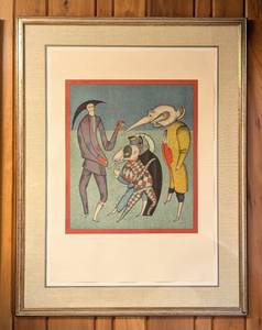 lot 135 image: Harlequin Framed Lithograph by Mihail Chemiakin