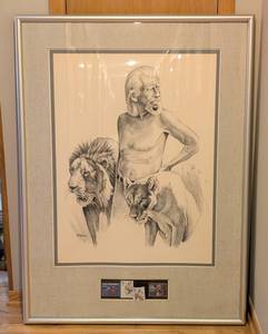 lot 144 image: Very Large the Father of Lions Lithograph by Bryan Moon