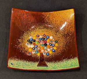 lot 331 image: Small Murano Millefiori Tree of Life Dish