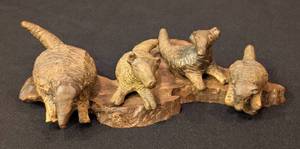 lot 337 image: Carved Metal Armadillo Figurines